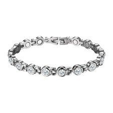 16 Powered Magnets Fashion Arthritis Men Women Bracelet Rhinestone Bangle 8.7"