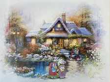 Bluey Grannies Bingo Muffin fine art poster print upcycled thrift store painting