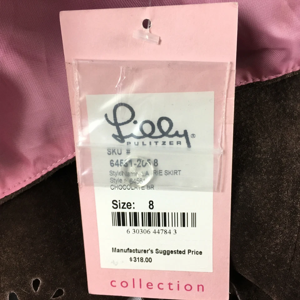 CN8 Lilly Pulitzer Suede Leather Laurie Eyelet Skirt Sz 8 Womens Brown - Image 4 of 4