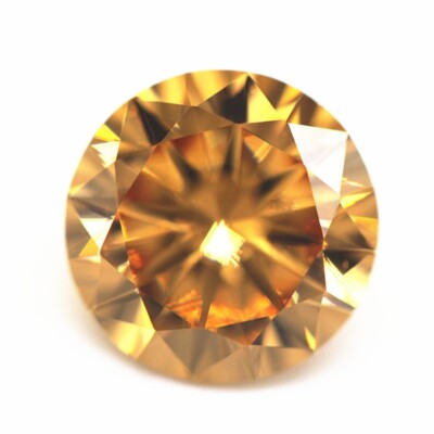 Champagne Sapphire 8mm 3.25Ct Round Faceted Cut Shape AAAAA VVS Loose Gemstone
