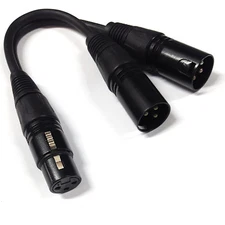 3-Pin XLR Female Jack to Dual 2 Male Plug Y Splitter Mic DJ Cable Adaptor 16 AWG
