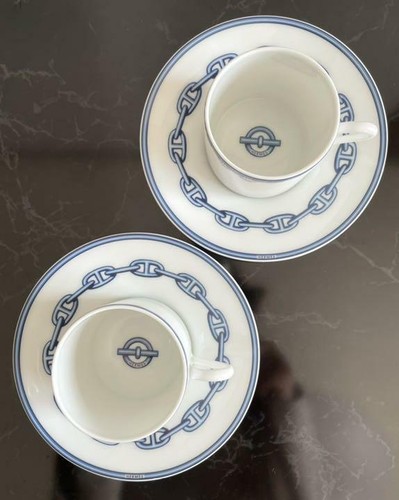 NEW HERMES Chaine D'Ancre Blue Cup & Saucer Tableware 2 SET from JAPAN - Picture 6 of 9