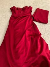 Davids Bridal Bridesmaid Dress Satin Gown w/ Scarf Red Size 2 Flower Girl sz 6