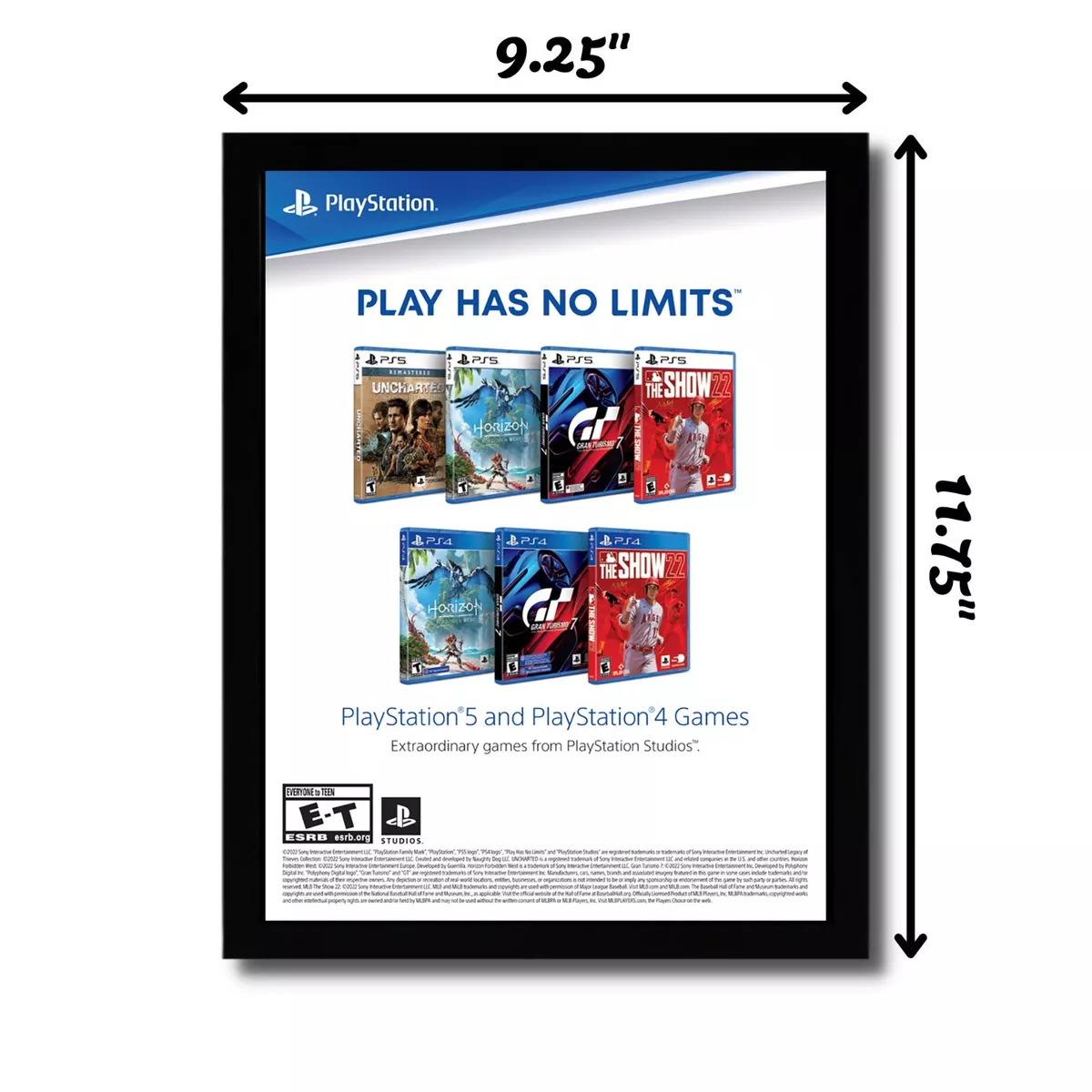 PS5 & PS4 Video Games Framed Print Ad/Poster Playstation Promo Art  Uncharted GT7