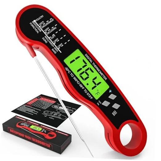 Meat Thermometer Digital - Fast Instant Read Food Thermometer for Cooking, Red