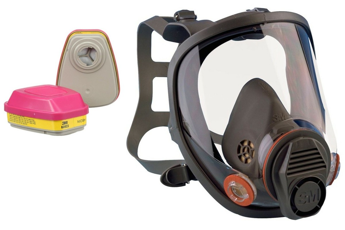 3M 6800 FULL FACE PPE RESPIRATOR MASK & 2-60923 ORGANIC VAPOR ACID