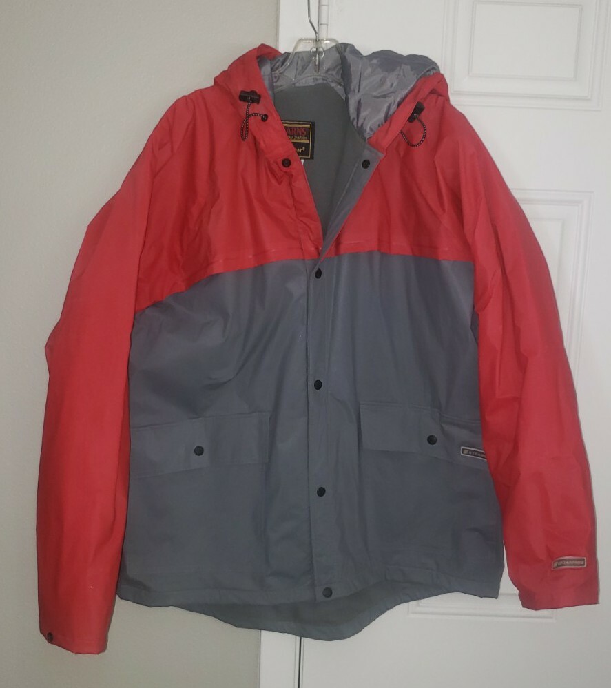 Nylon Jacket Waterproof Rain Hooded Red 
