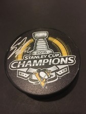 2016 STANLEY CUP CARL HAGELIN #62 PITTSBURGH PENGUINS SIGNED HOCKEY PUCK 