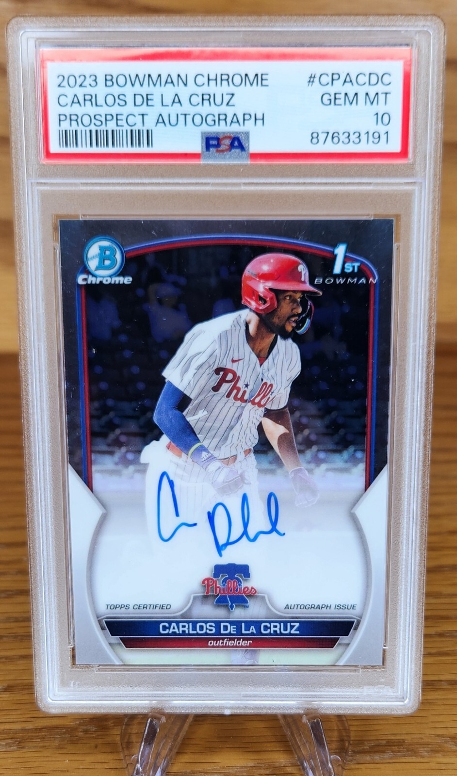 2023 Bowman Chrome - 1st Prospect Autographs #CPA-CDC Carlos De La Cruz PSA 10