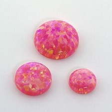 6mm - 10mm Salmon Pink Lab Created Opal Round Cabochons