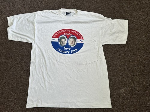 Vintage Single Stitch Bill Clinton Al Gore Inauguration T Shirt Usa President