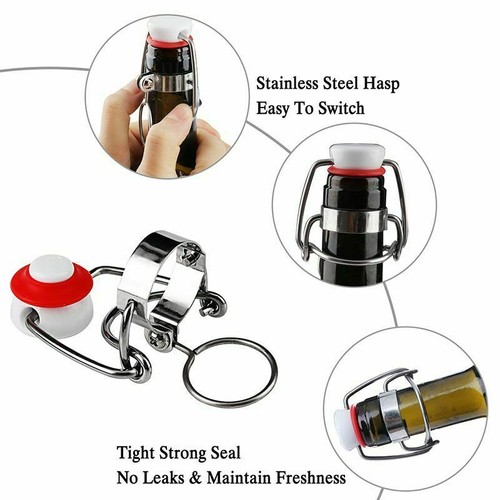 12PCS Ez Cap Flip Top Stopper Root Beer Bottles Replacement Swing Tops Homebrew - Picture 11 of 12