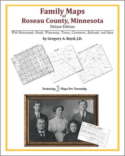 Family Maps Roseau County Minnesota Genealogy MN Plat - Afbeelding 1 van 1