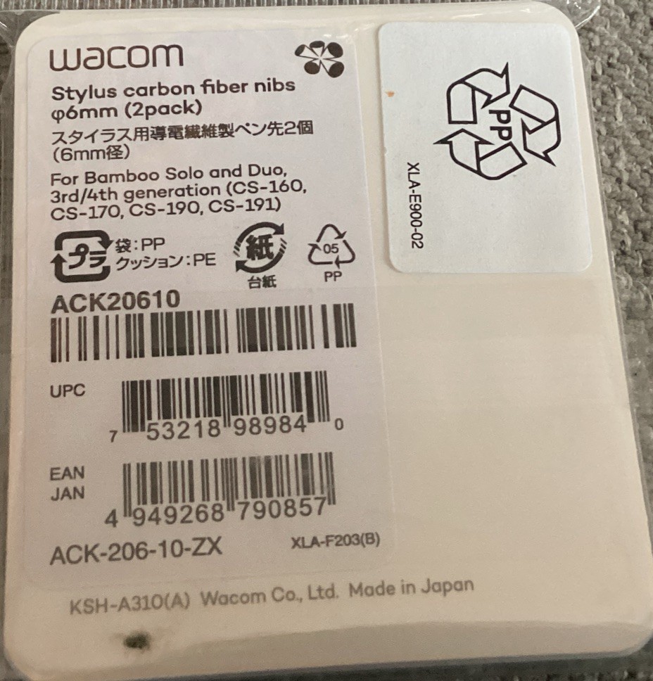 NEW 4 Each 2 Sets Wacom Bamboo 6mm Carbon Fiber Stylus Nibs 3rd
