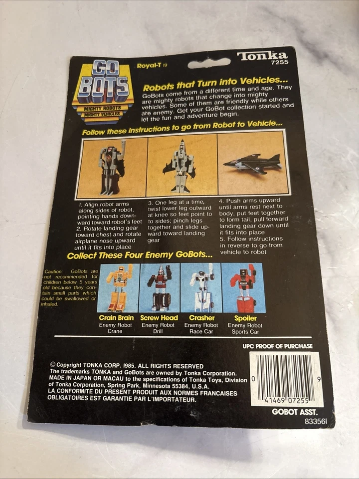 Tonka 1984 Go Bots "Royal-T" Vintage Friendly Robot Jet Transformer New Sealed - Image 4 of 4