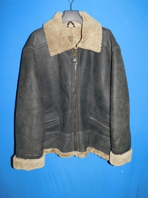 Vintage Schott NYC Size 50 Black B-3 Sheepskin Shearling Bomber Leather Jacket