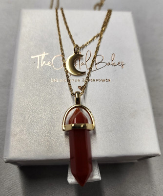 The Crystal Babes The Bad B*tch Carnelian Layered Necklace 15'',17''+2''