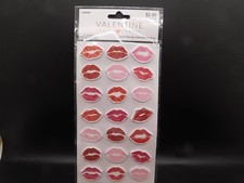 valentine paper crafts Red  Pink lips foam stickers 21pc