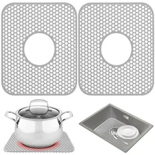 Best Sink Protectors for Kitchen Sink 2 PCS Silicone Mat 13.58"x11.6",Non-Slip