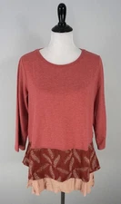 Logo Lounge Blush Pink Muted Red ruffle Layered Top Shirt Size Medium