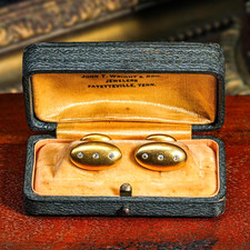 Timeless 14k Gold Antique Diamond Cufflinks Victorian Boxed Men's Luxury Jewelry