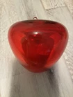Vintage Blenko Hand Blown Art Glass Apple Paperweight RUBY RED 3.5"