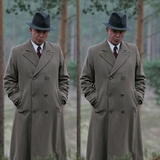 Wool Men Overcoat Double Breasted Outdoor Casual Winter Warm Long Coat Plus Size