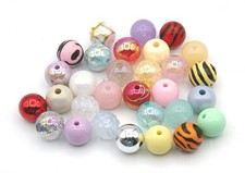 30 Round 15/16mm Acrylic Beads Mix Chunky Bubblegum Beadable Pens European