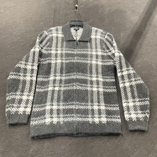 EXPRESS Brushed Plaid Zip Front Cardigan Men's Size M Black