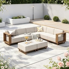 Rattan Garden Furiture Sets 8 Seater, L shaped Corner Sofa Balcony Convervato...