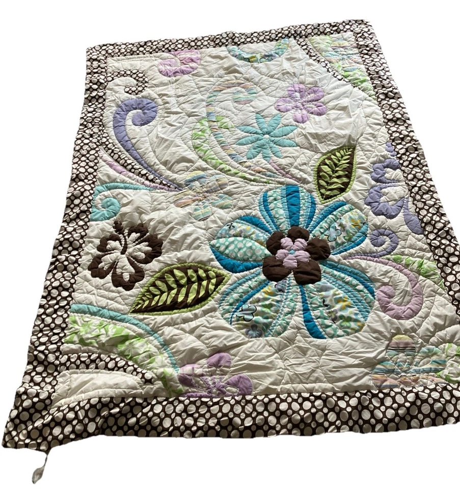 Colcha adolescente Pottery Barn PBT Wailua praia floral oceano cama dormitório pontos pastel duplo - Imagem 2 de 4