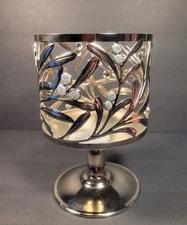 Bath & Body Work 3 Wick Candle Holder Candle Pedestal Winter Leaves & Berries