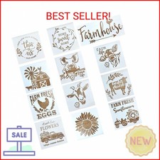 12 Pcs Farmhouse Sign Stencils - Large Reusable Stencils for Painting on Wood -