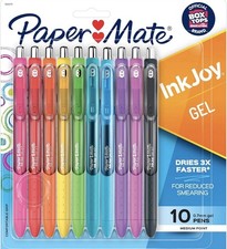Paper Mate InkJoy Gel Pens, Medium Point, Assorted Colors, 10 Count, NEW SEALED