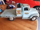 Original 1950's Tonka Farms Stake Truck Light Blue Pressed Steel