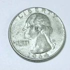 1964 D Washington Quarter 90% Silver, Circulated Coin #5594