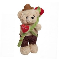 Plush Teddy Bear Stuffed Animal with Rose for Valentines Teddy Bear With Rose