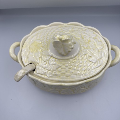 Vintage Suppenterrine Deckel & Schöpfkelle geprägte Blätter Herbst Wohndeko selten - Bild 15 von 24