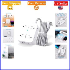 8 Outlets Power Strip with 4 USB  2 USB-C, Surge  Overload Protection, 5ft ...
