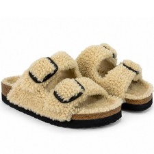 Papillio Birkenstock Arizona Teddy Shearling Platform Sandals Cream 39 L8