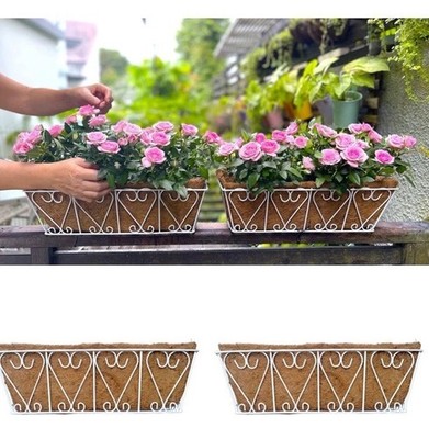 Lala Green White Metal Wall Basket With Coco Liner 16 Inches Wide - 2 Pack