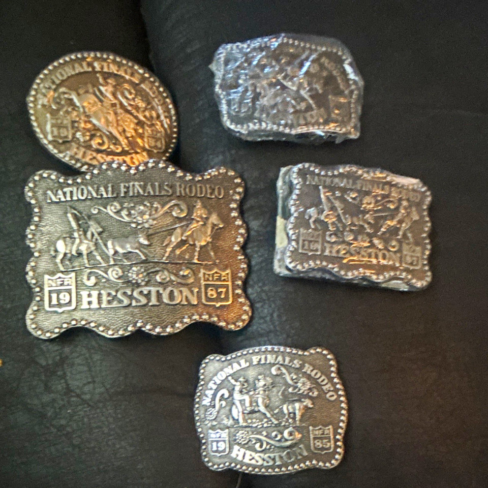 Rodao Background Hesston National Finals Rodeo NFR Belt Buckles Lot of 5 Western ...