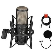 AKG P220 Large Diaphragm Condenser Microphone Case Pop Filter Cable Free Ship