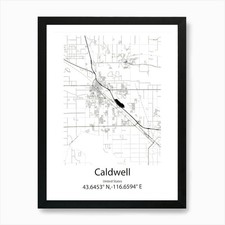 Caldwell,United States Minimalist M Framed Wall Art Poster Canvas Print Picture
