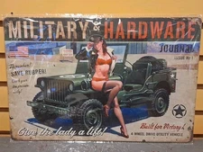 Pinup Girl Military Jeep vintage metal sign Retro Man Cave Wall Decor Item #N-14