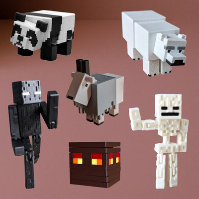 Articulated Panda, Polar Bear, Goat, Magma Cube, Enderman, Skeleton, 3D Printed