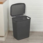 45L Plastic Laundry Basket Clothes Washing Storage Hamper With Handles And Lid