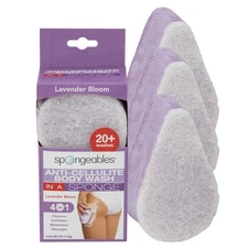 Anti Cellulite Body Wash in a 20+ Wash Sponge, Lavender, 3 Count