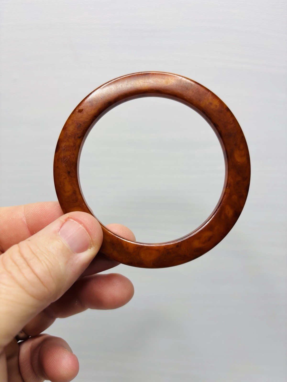 Marbled Brown Bakelite Bangle (tested) - image 3