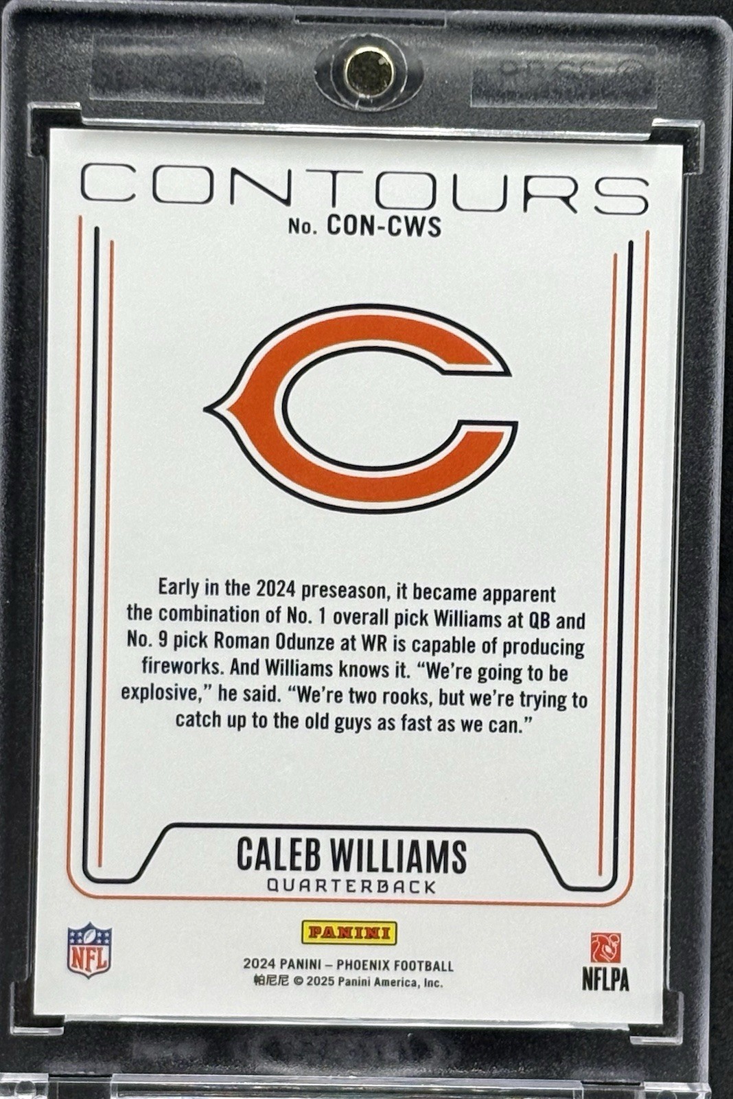 Caleb Williams RARE ROOKIE RC WHITE CHROME INVESTMENT CARD PANINI BEARS ...